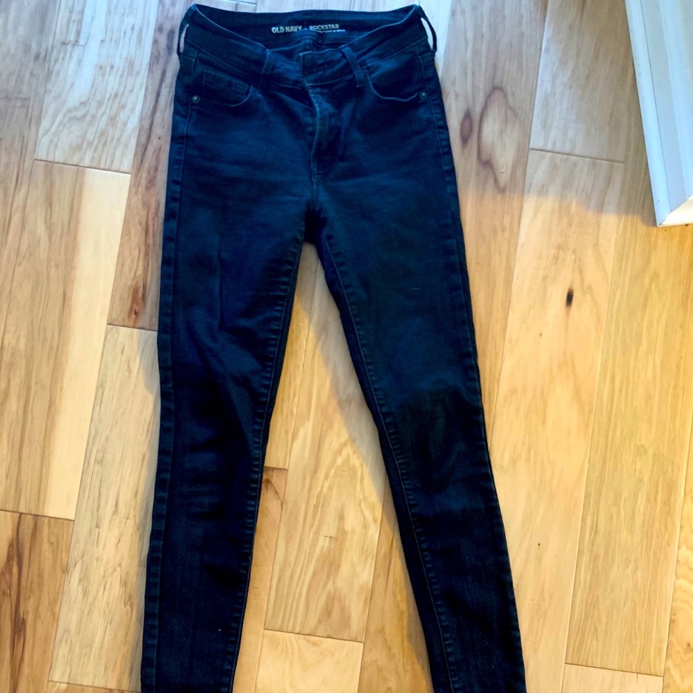 Black Old Navy Rockstar Midrise Jeans - Size 0